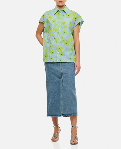 Shop Marni Short Sleeves Oversize Pattern Shirt In Multicolor