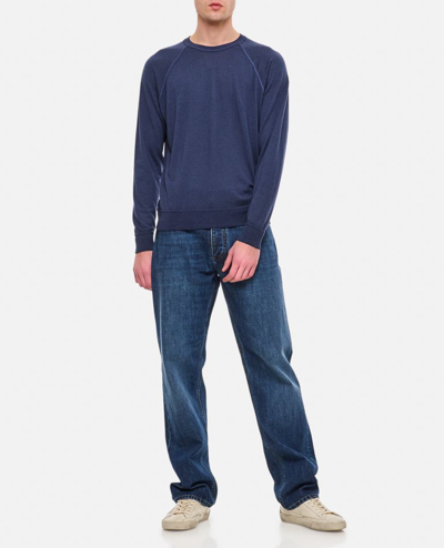 Shop Drumohr Crewneck Cotton Sweatshirt In Blue