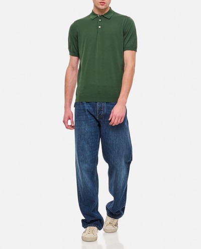 Shop Drumohr Cotton Polo Shirt In Green