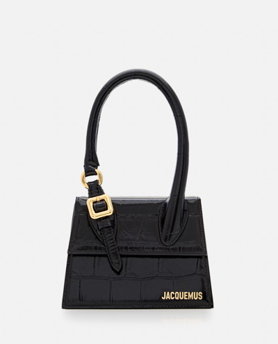 Shop Jacquemus Le Chiquito Moyen Boucle Leather Bag In Black