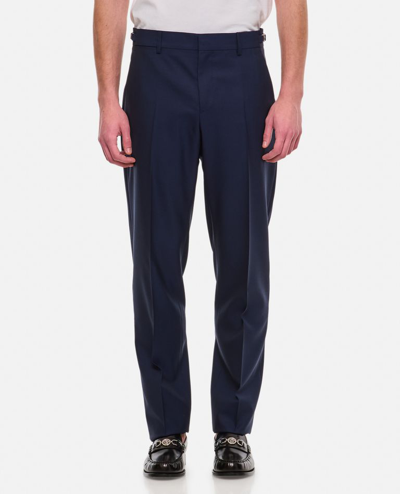 Shop Versace Formal Pant Wool Canvas Fabric In Blue