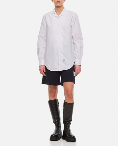 Shop Thom Browne Lapel Collar Cotton Shirt In White