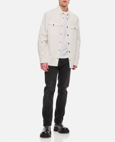 Versace White Medusa Head Buttons Denim Shirt