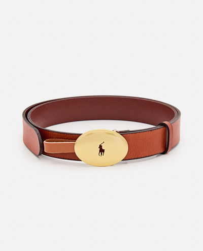 Shop Polo Ralph Lauren Cintura Con Fibbia Logo In Brown