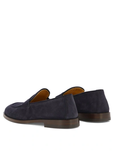 Shop Brunello Cucinelli Suede Unlined Penny Loafers In Blue