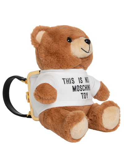 Shop Moschino Teddy Bear Handbag In Beige