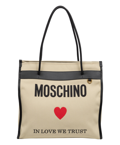 Shop Moschino Tote Bag In Beige