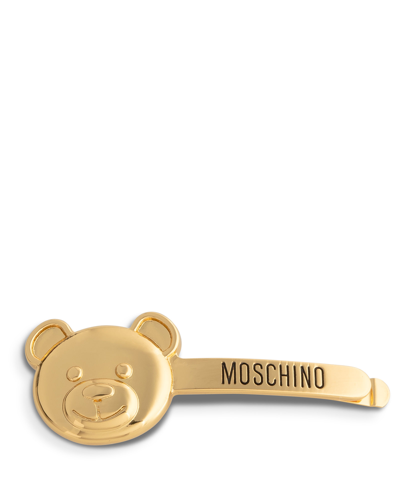 Shop Moschino Teddy Bear Hair Clip In Gold