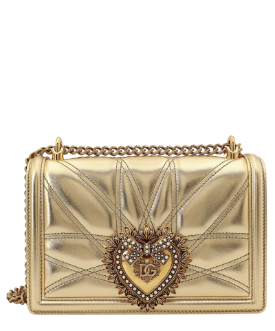 Shop Dolce & Gabbana Devotion Crossbody Bag In Gold