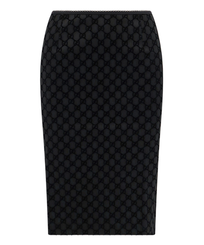 Shop Gucci Midi Skirt In Black