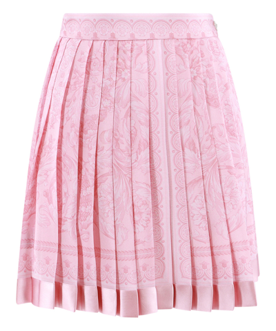 Shop Versace Mini Skirt In Pink