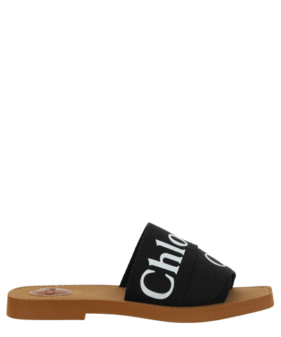Shop Chloé Woody Sandals In Black