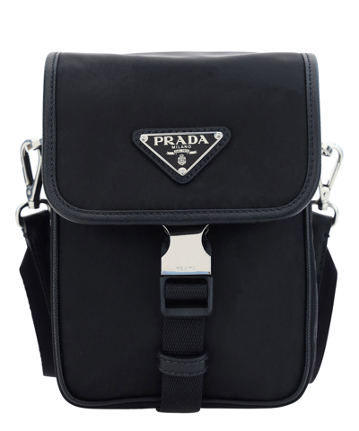 Shop Prada Re-nylon Crossbody Bag In Black