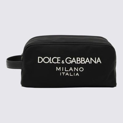 Shop Dolce & Gabbana Black Canvas And Leather Pouch Bag