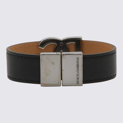 Shop Dolce & Gabbana Black Leather Bracelet In Nero/rutenio