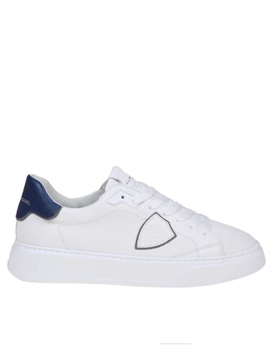Shop Philippe Model Leather Sneakers In White/blu