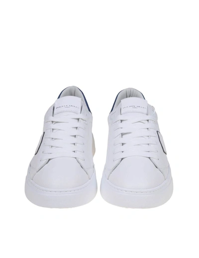 Shop Philippe Model Leather Sneakers In White/blu