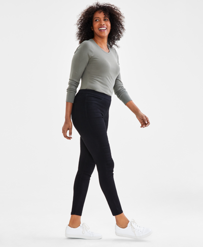 Style & Co Petite Mid-rise Pull On Jeggings, Created For Macy's In Rinse