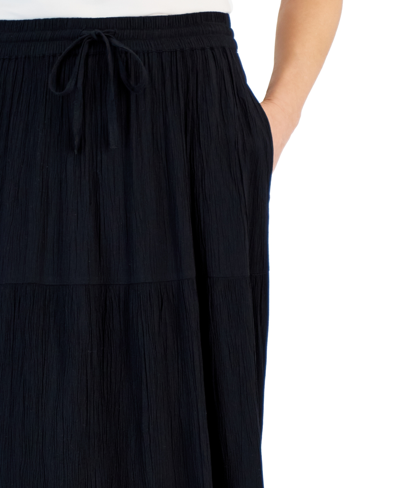 Shop Style & Co Women's Drawstring Tiered Midi Skirt, Created For Macy's In Bright White