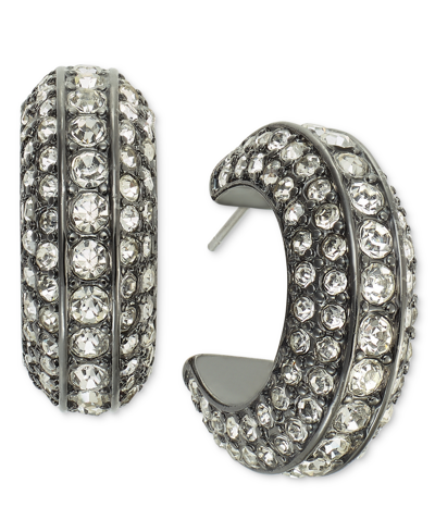 Shop Inc International Concepts Small Pave C-hoop Earrings, 1.02", Created For Macy's In Hematite