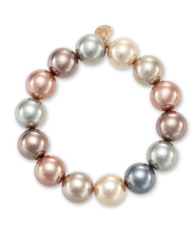 Shop Charter Club Gold-tone Tonal Imitation Pearl Stretch Bracelet, Created For Macy's In Taupe