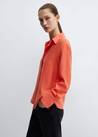 Mango Chemise Fluide Lyocell In Coral Red