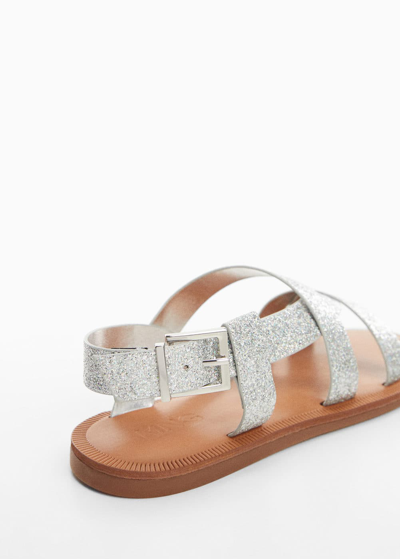 Shop Mango Sequin Sandals Silver In Argent