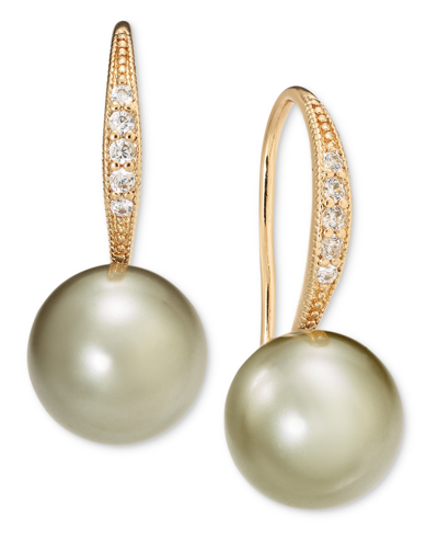 Shop Charter Club Gold-tone Pave & Tonal Imitation Pearl Drop Earrings, Created For Macy's In Taupe