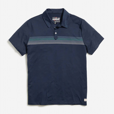 Shop Marine Layer Recycled Sport Chest Stripe Polo In Blue