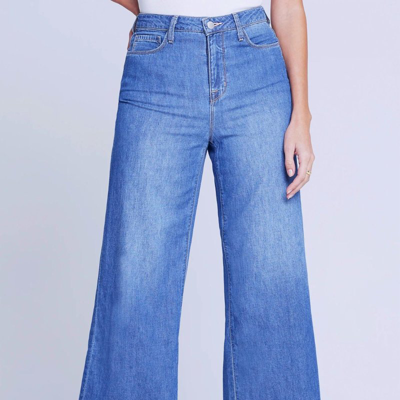 Shop L Agence Danica High Rise Cropped Wide Leg Jean In Blue