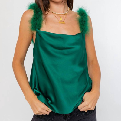 Shop Le Lis Feather Cami In Green