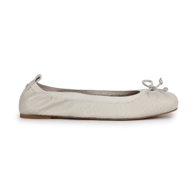 Shop Yosi Samra Caroline Ballet Flat In Bone Scale Leather In White