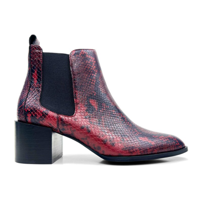Shop Yosi Samra Melissa Chelsea Boot In Red Snake Leather