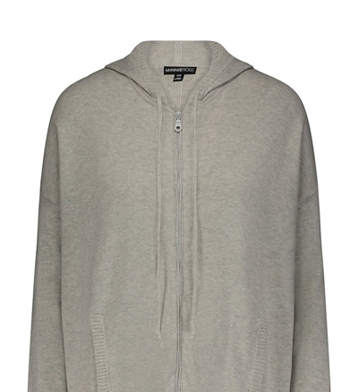 Shop Minnie Rose Cotton Cashmere Oversized Zip Hoodie In Grey