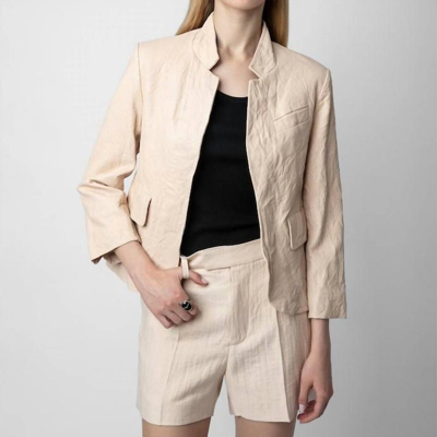 Shop Zadig & Voltaire Verys Creased Leather Blazer In Brown