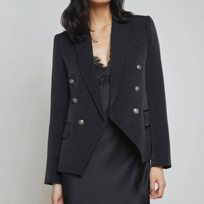 Shop L Agence Kenzie Double Breasted Blazer In Black