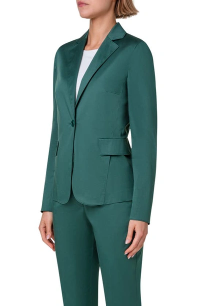 Shop Akris Punto Stretch Cotton Blazer In Laurel