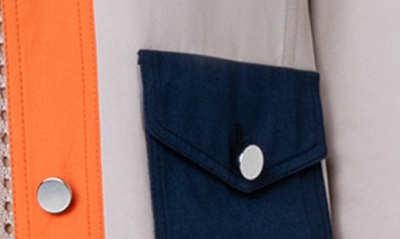 Shop Akris Punto Colorblock Crop Jean Jacket In Beige-navy-orange