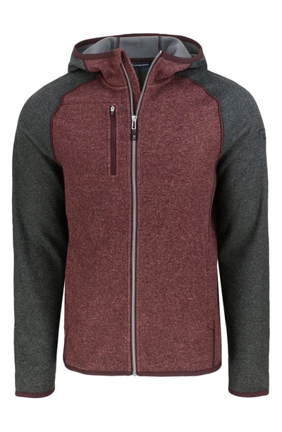 Cutter & Buck Mainsail Full Zip Hooded Mens Jacket In Burgundy