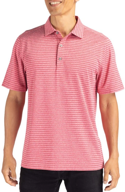 Cutter & Buck Virtue Eco Pique Stripe Recycled Mens Big And Tall Polo Shirt In Red