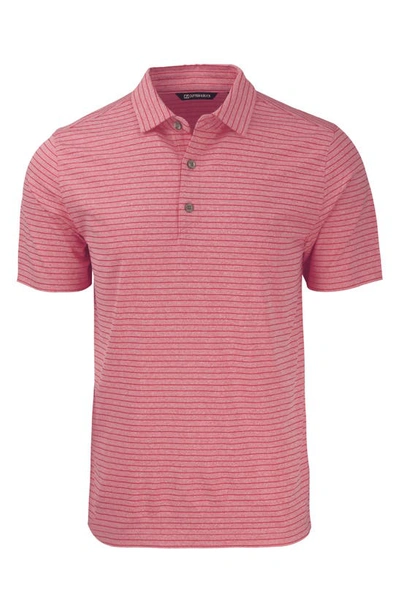 Cutter & Buck Virtue Eco Pique Stripe Recycled Mens Big And Tall Polo Shirt In Red