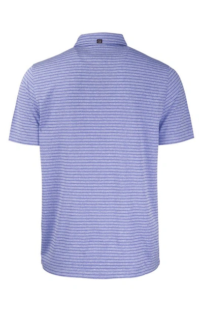 Cutter & Buck Forge Eco Heather Stripe Stretch Recycled Mens Polo In Tour Blue Heather