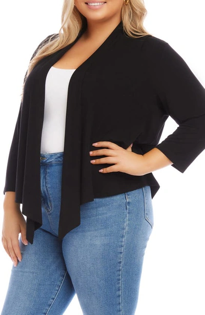 Shop Karen Kane Calli Draped Open Front Cardigan In Black