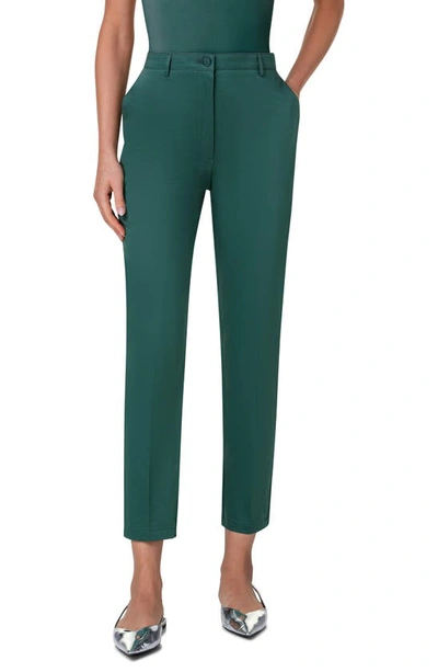 Shop Akris Punto Fred Stretch Cotton Tapered Ankle Pants In Laurel