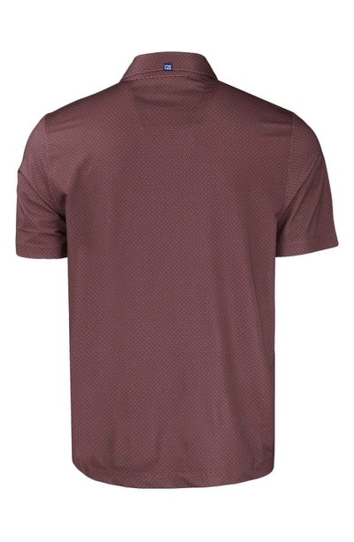 Cutter & Buck Geo Pattern Performance Recycled Polyester Blend Polo In Bordeaux