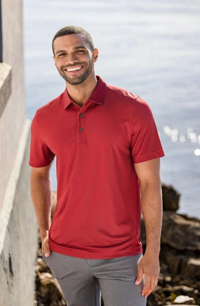 Cutter & Buck Geo Pattern Performance Recycled Polyester Blend Polo In Cardinal Red