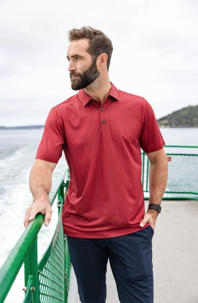 Cutter & Buck Geo Pattern Performance Recycled Polyester Blend Polo In Cardinal Red