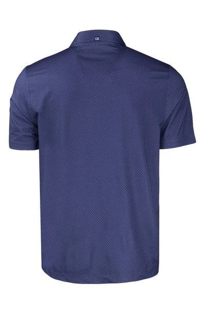 Cutter & Buck Geo Pattern Performance Recycled Polyester Blend Polo In Navy Blue