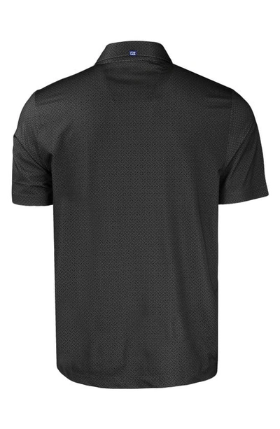 Cutter & Buck Geo Pattern Performance Recycled Polyester Blend Polo In Black