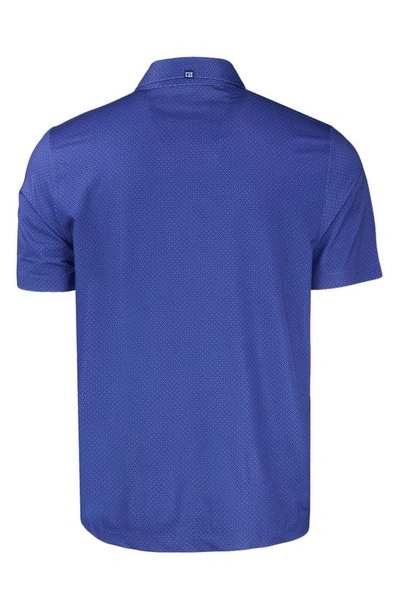 Cutter & Buck Geo Pattern Performance Recycled Polyester Blend Polo In Tour Blue